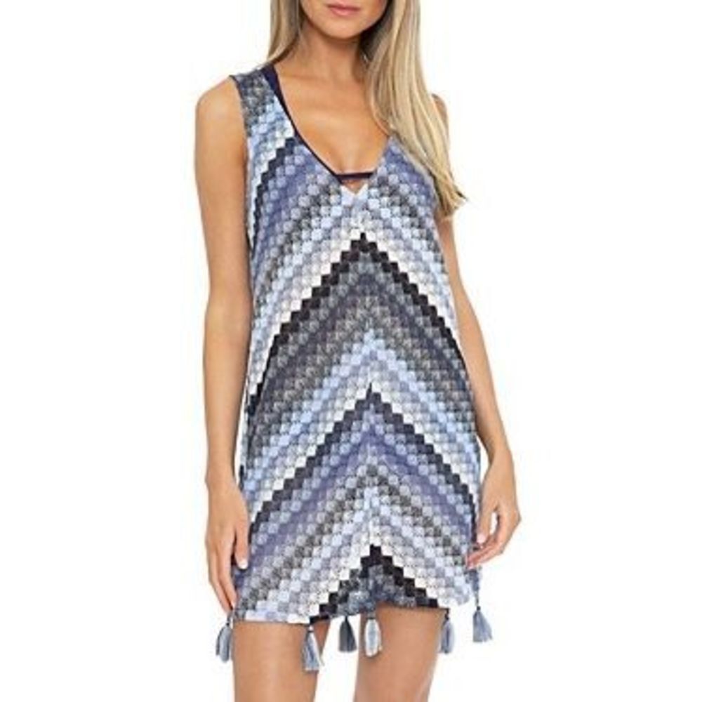 BECCA Blue and Gray Chevron Swim Coverup